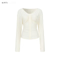 ViaPitti_Lace_Trim_Batwing_Sleeve_V-neck_Waist_Cinch_Modal_Cashmere_Women's_Long_Sleeve_T-shirts_1085376426011_MISSTT