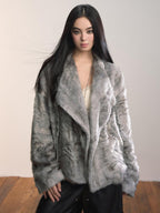 ViaPitti Textured Oversized Lapel Faux Fur Women's Short Coats