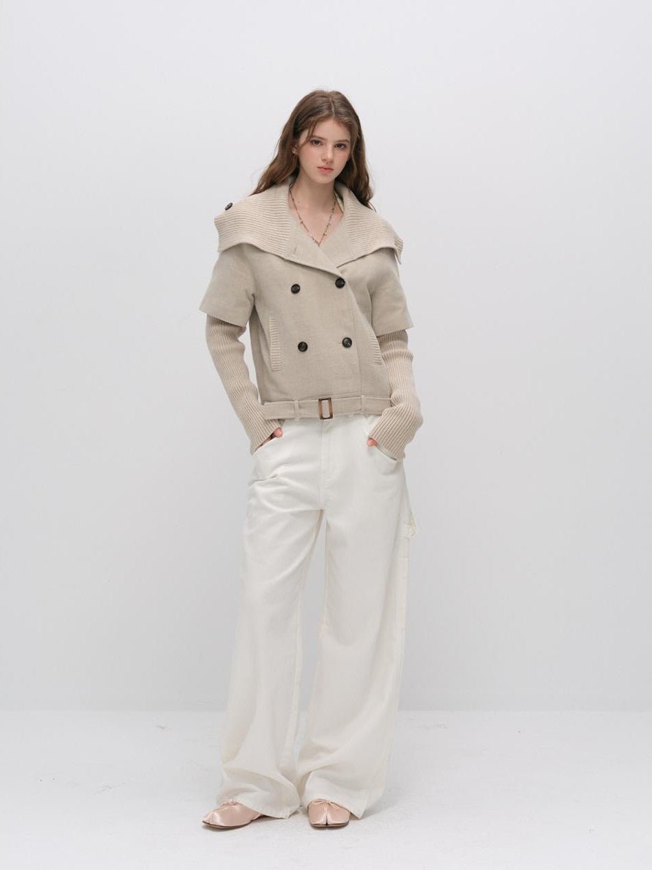 ViaPitti Vintage Deconstructed Utility Pocket Women's Cotton Lyocell Wide-leg Jeans