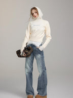 ViaPitti Washed Distressed Loose Fit Women's Cotton Straight Jeans