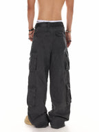 XPKAEAX American High Street Multi Pocket Cargo Loose Fit Women's Wide-leg Pants