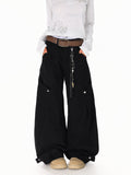 XPKAEAX American Vintage Studded Curved Cut High Waist Women's Other Wide-leg Pants 958859098214