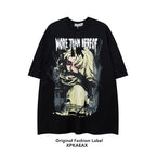 XPKAEAX Anime Character Print Oversize Drop Shoulder Women's Short Sleeve T-shirts 697267937307