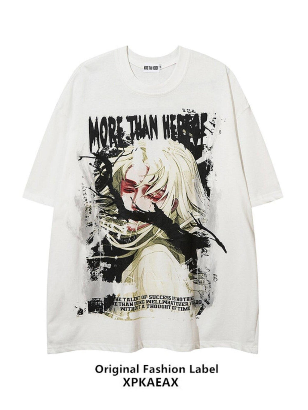 XPKAEAX Anime Character Print Oversize Drop Shoulder Women's Short Sleeve T-shirts