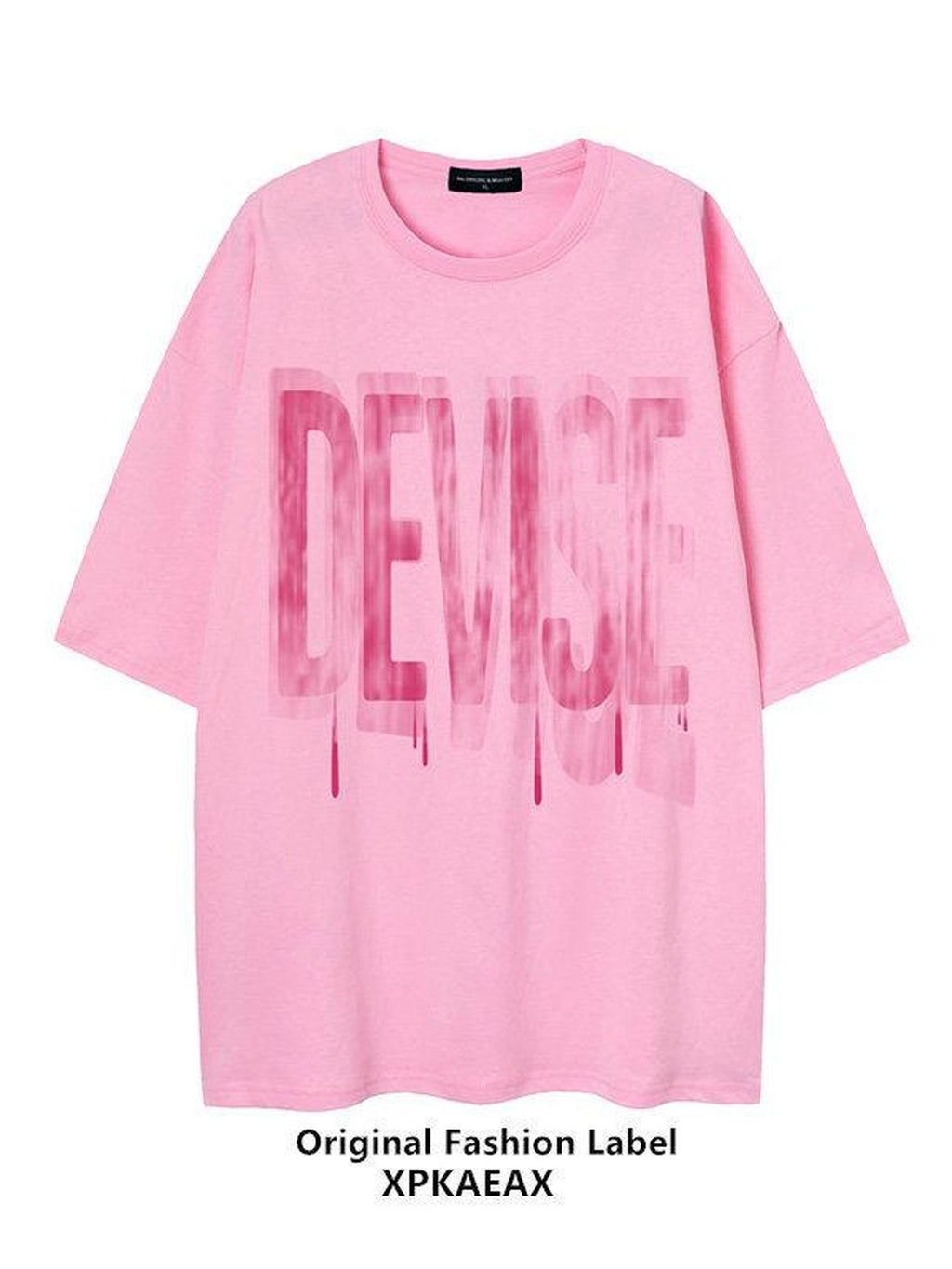 XPKAEAX Blurred Letter Print Drop Shoulder Loose Women's Short Sleeve T Shirts