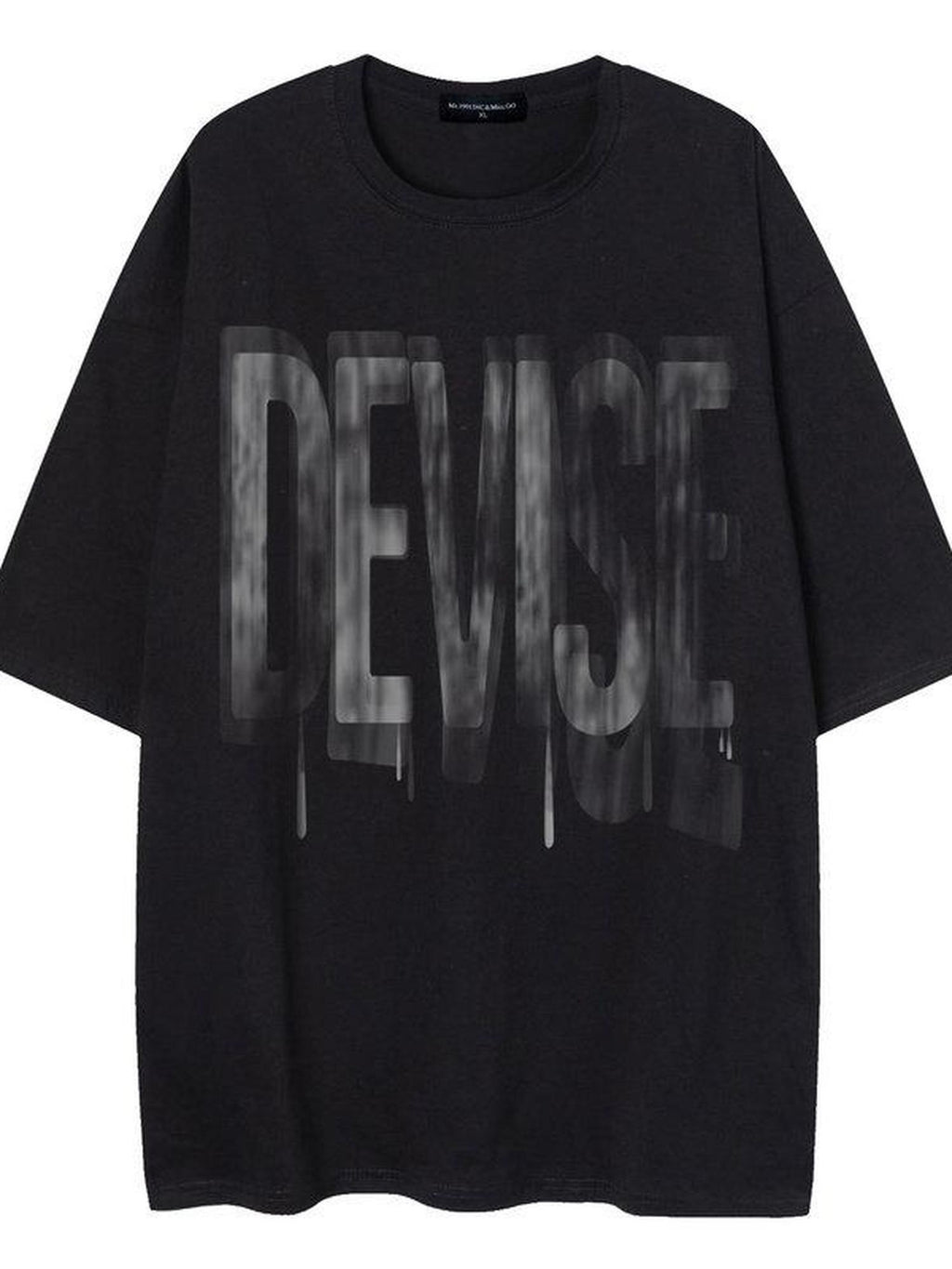 XPKAEAX Blurred Letter Print Drop Shoulder Loose Women's Short Sleeve T Shirts