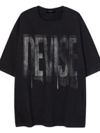 XPKAEAX Blurred Letter Print Drop Shoulder Loose Women's Short Sleeve T Shirts