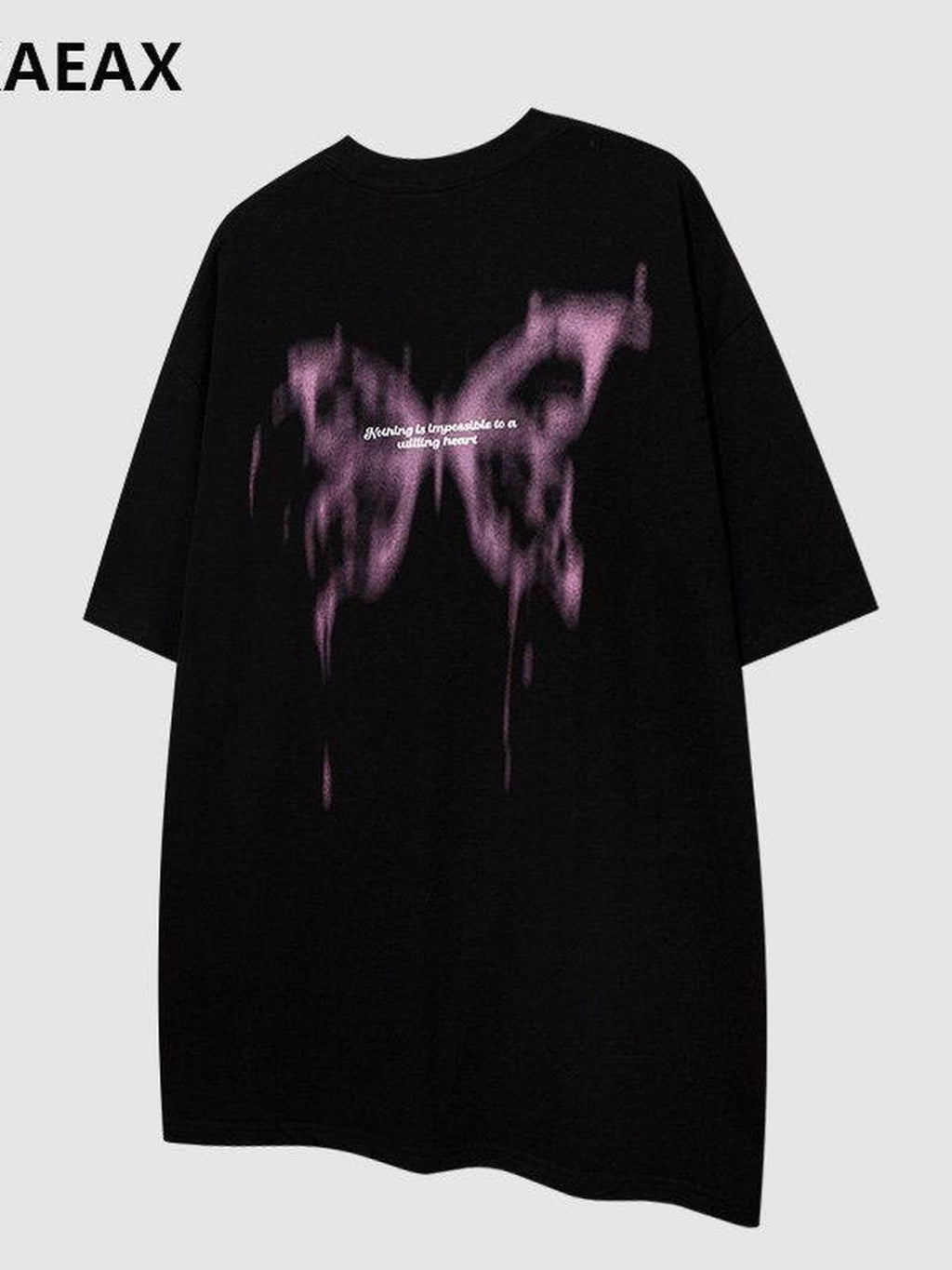 XPKAEAX Butterfly Print Drop Shoulder Women's Breathable Loose Short Sleeve T-shirts