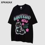 XPKAEAX Cartoon Print Drop Shoulder Loose Women's Breathable Short Sleeve T-shirts 768301569752