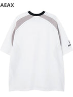 XPKAEAX Colorblock Letter Print Dropped Shoulder Women's Short Sleeve T-shirts