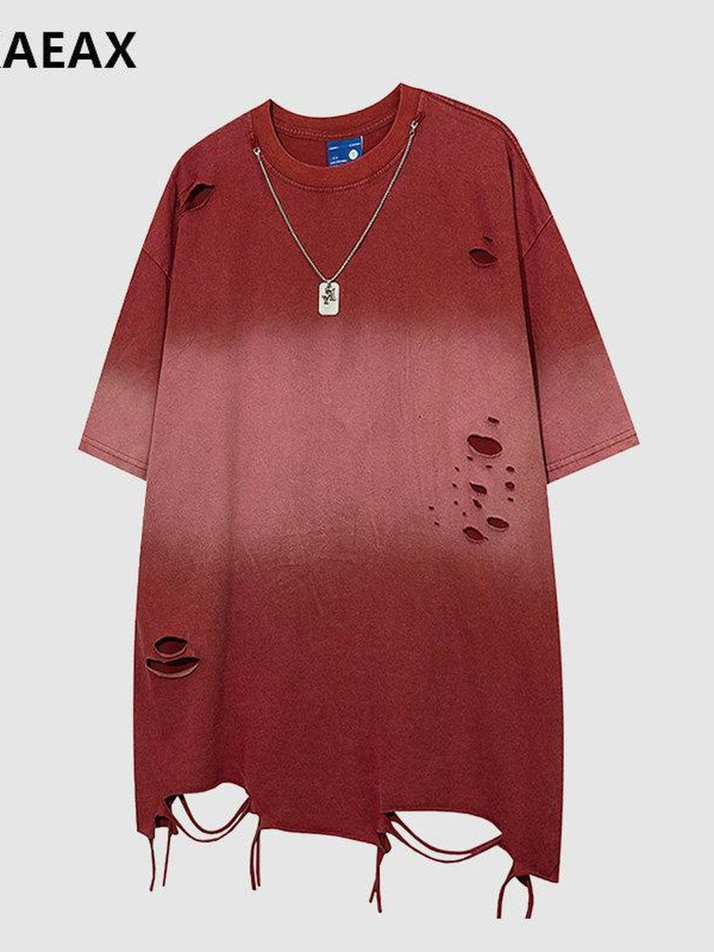 XPKAEAX Colorblock Washed Ripped Print Women's Other Short Sleeve T-shirts
