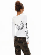 XPKAEAX Cropped Gothic Cross Print Hooded Zip Slim Women's Sweatshirts
