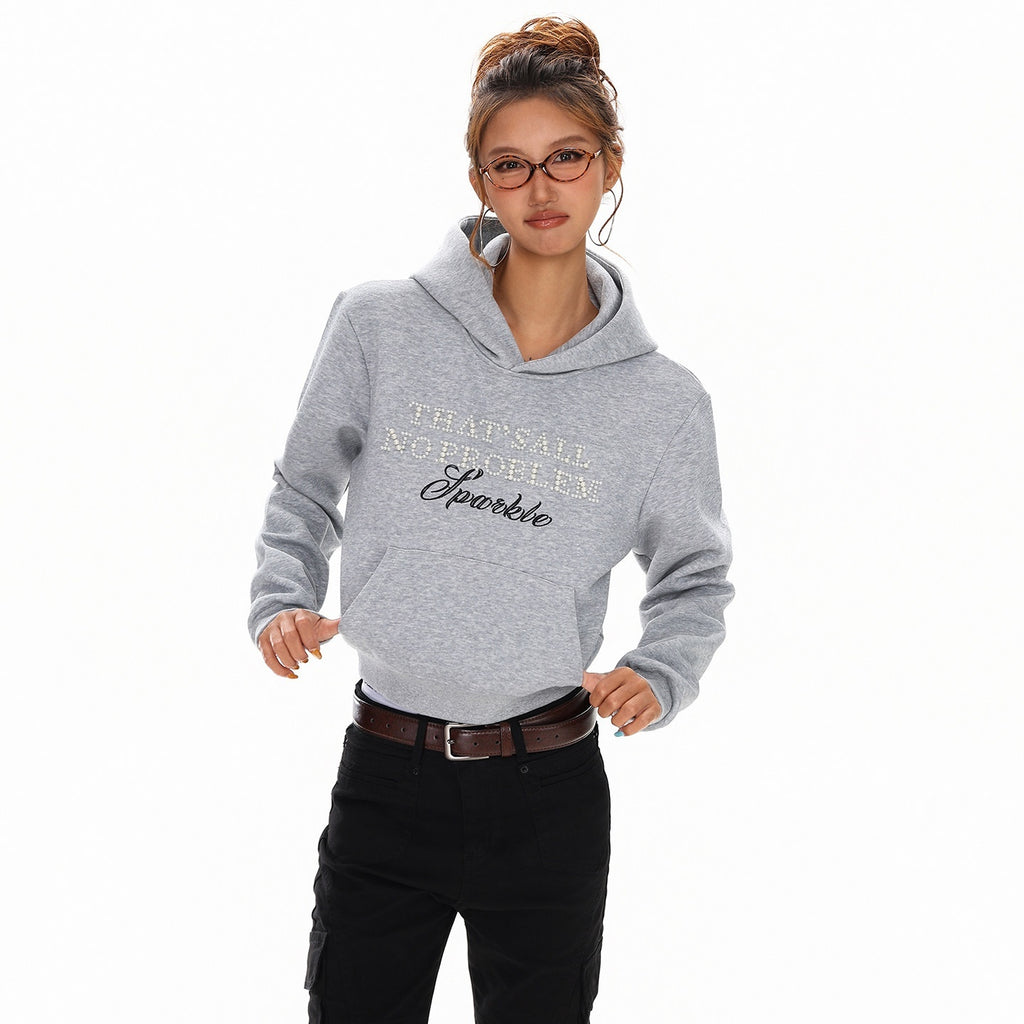 XPKAEAX Cropped Pearl Beaded Letter Oversized Streetwear Women's Hoodies 968795299960