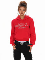 XPKAEAX Cropped Pearl Beaded Letter Oversized Streetwear Women's Hoodies