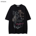 XPKAEAX Dark Cartoon Graphic Women's Drop Shoulder Short Sleeve T-shirts 879896481373