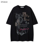 XPKAEAX Dark Cartoon Graphic Women's Drop Shoulder Short Sleeve T-shirts 879896481373