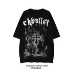 XPKAEAX Dark Cross Print Drop Shoulder Loose Crew Neck Women's Short Sleeve T-shirts 671174490752