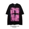 XPKAEAX Dark Graffiti Drop Shoulder Oversized Women's Pure Cotton Short Sleeve T-shirts 702056668995