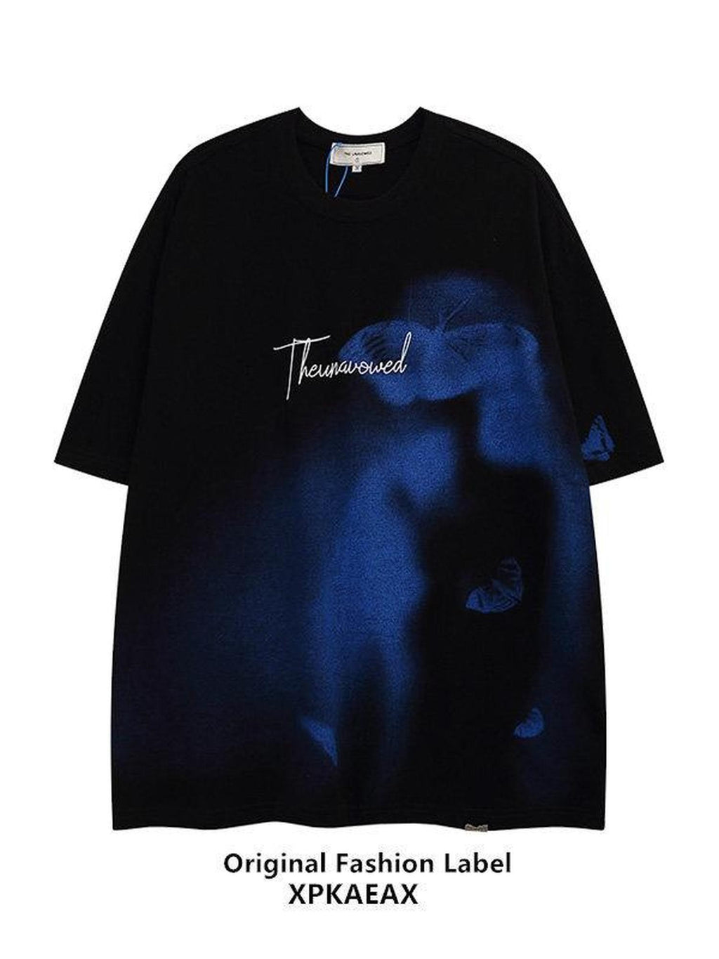 XPKAEAX Dark Tie Dye Letter Print Drop Shoulder Women's Short Sleeve T-shirts
