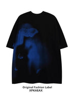 XPKAEAX Dark Tie Dye Letter Print Drop Shoulder Women's Short Sleeve T-shirts