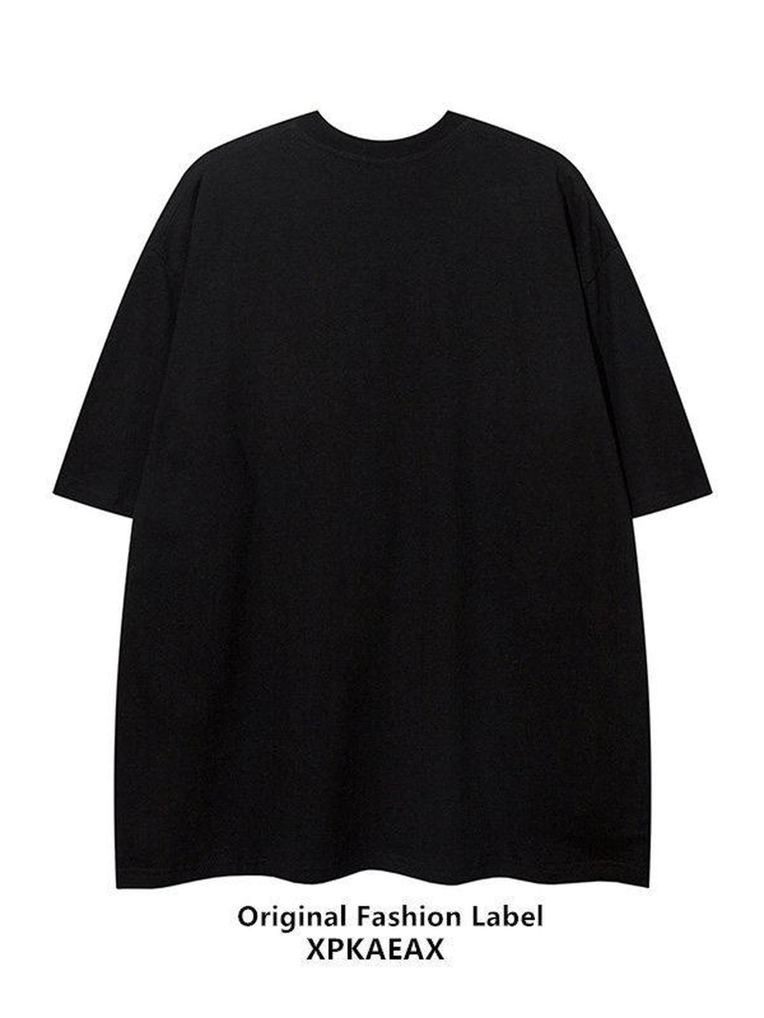 XPKAEAX Dark Vintage Hong Kong Oil Painting Print Oversize Women's Short Sleeve T-shirts
