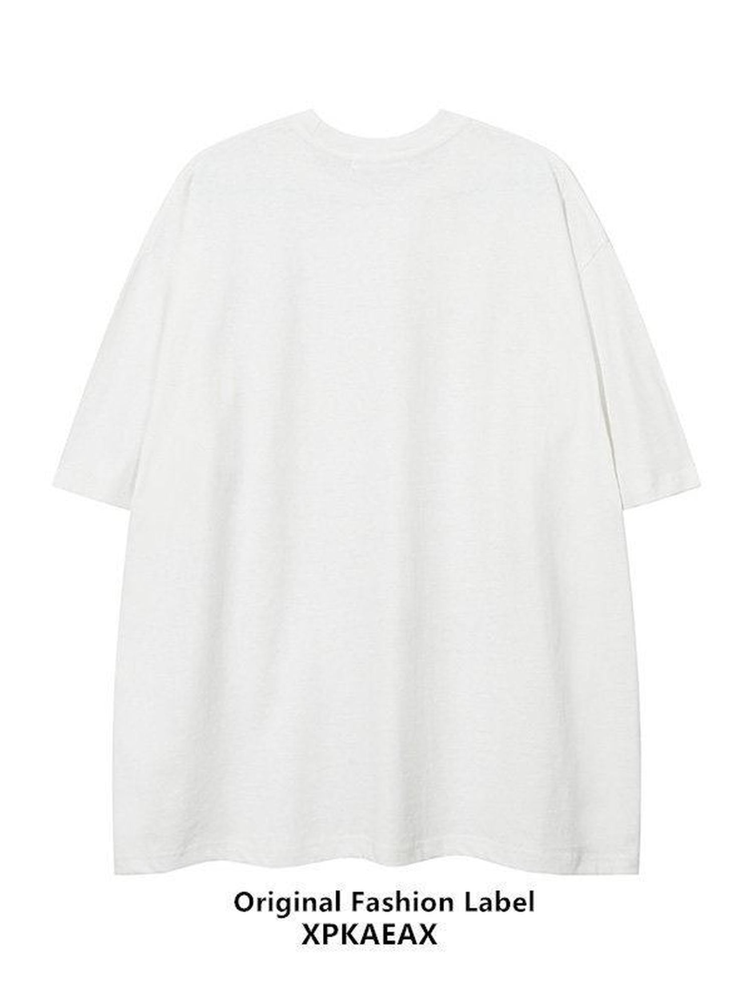 XPKAEAX Dark Vintage Hong Kong Oil Painting Print Oversize Women's Short Sleeve T-shirts