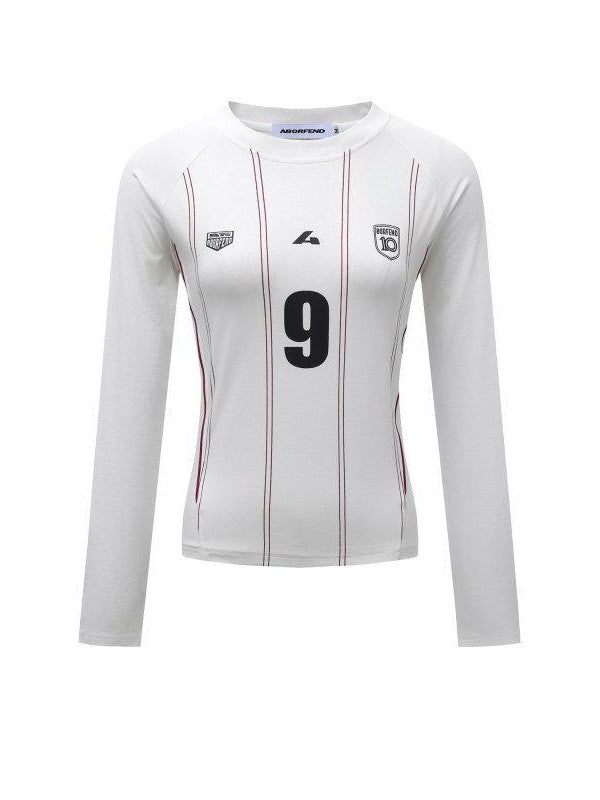 XPKAEAX Emblem Letter Print Crewneck Slim Fit Women's Long Sleeve T-shirts