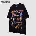 XPKAEAX High Street Animal Print Drop Shoulder Women's Loose Elbow Short Sleeve T-shirts 769352894319