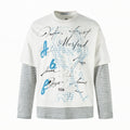 XPKAEAX High Street Faux Two Piece Letter Print Oversized Women's Sweatshirts 970561184589