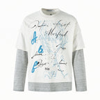 XPKAEAX High Street Faux Two Piece Letter Print Oversized Women's Sweatshirts 970561184589