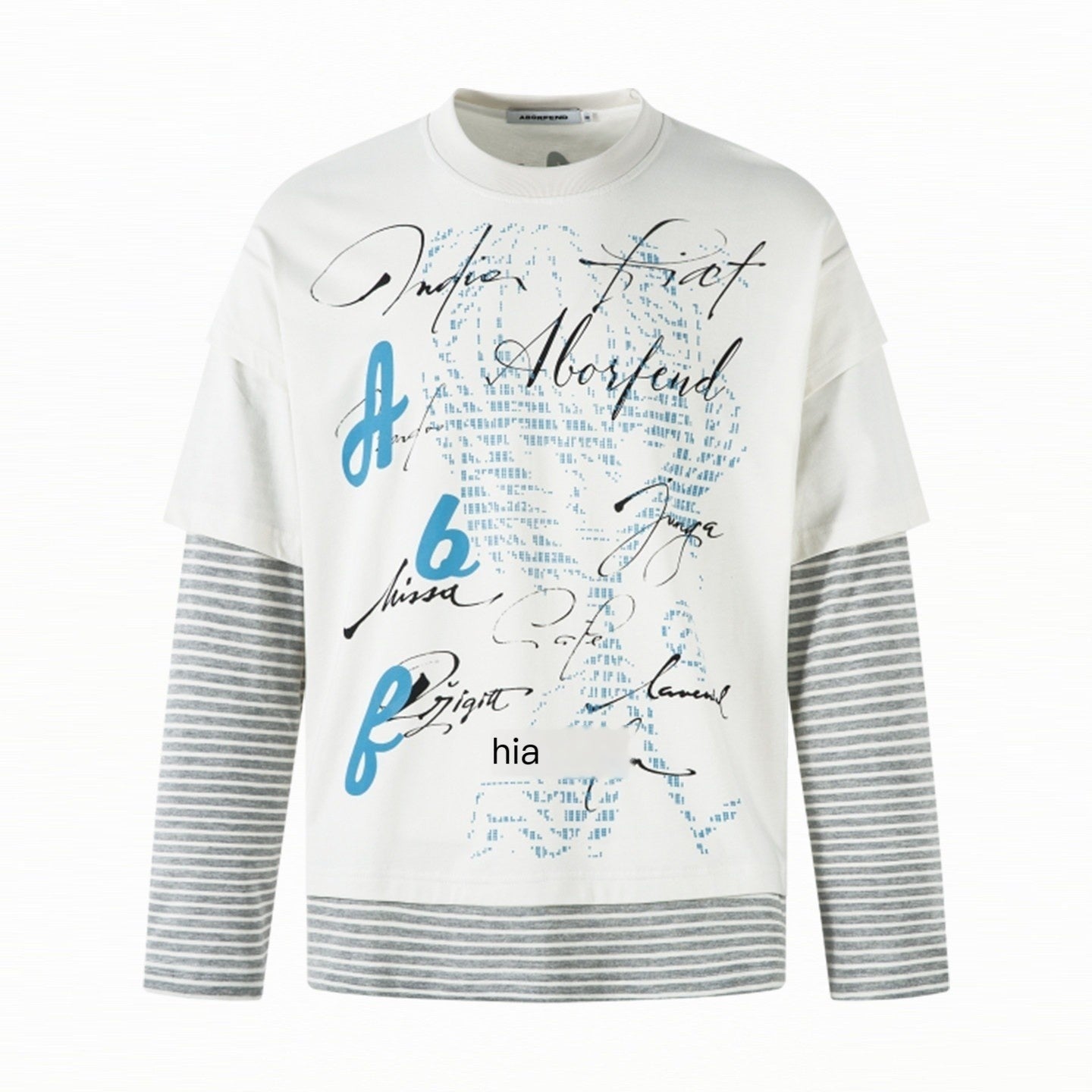 XPKAEAX High Street Faux Two Piece Letter Print Oversized Women's Sweatshirts 970561184589
