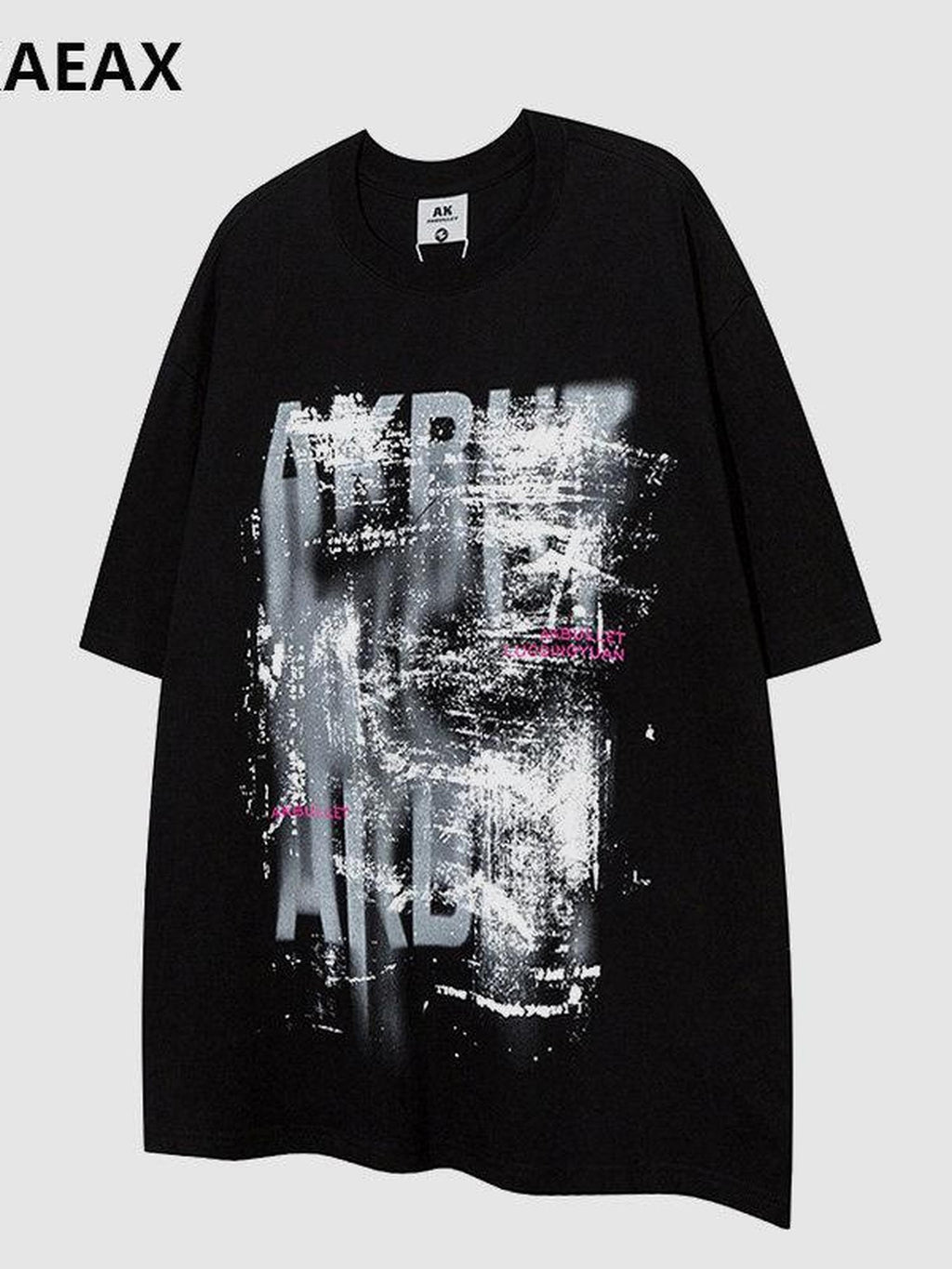 XPKAEAX Hiphop Puff Print Drop Shoulder Women's Breathable Crewneck Short Sleeve T-shirts