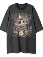 XPKAEAX Kitten Print Drop Shoulder Round Neck Women's Breathable Short Sleeve T-shirts