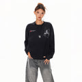 XPKAEAX Letter Print Washed Distressed Relaxed Crew Neck Women's Long Sleeve T-shirts 983425784735