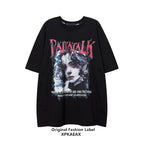 XPKAEAX Oversize Character Print Drop Shoulder Women's Short Sleeve T-shirts 697970695537