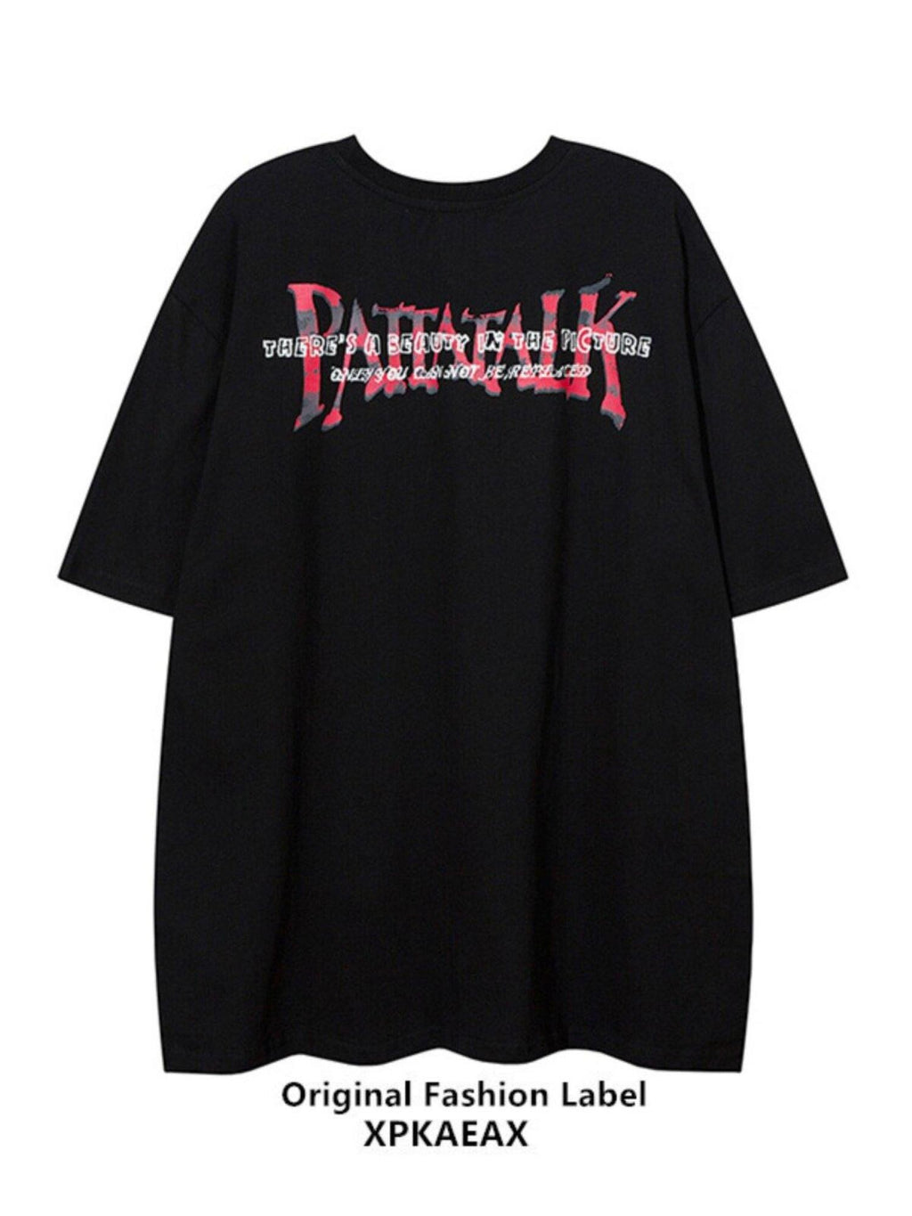 XPKAEAX Oversize Character Print Drop Shoulder Women's Short Sleeve T-shirts