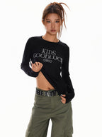 XPKAEAX Pearl Rhinestone Slim Fit Semi Sheer Women's Other Fabric Long Sleeve T-shirts