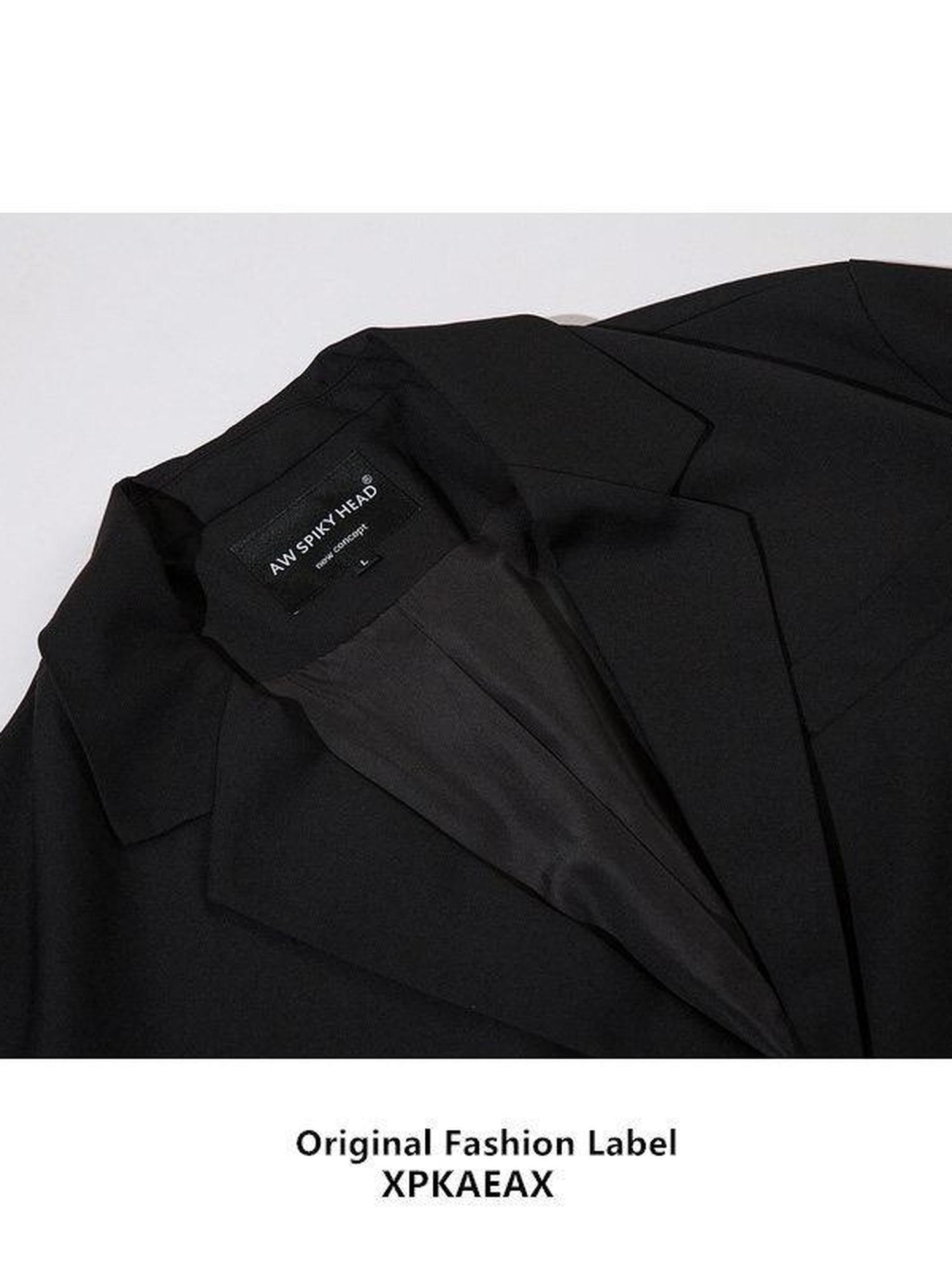 XPKAEAX Solid Wide Notch Lapel Two Button Flap Pockets Loose Fit Women's Casual Jackets