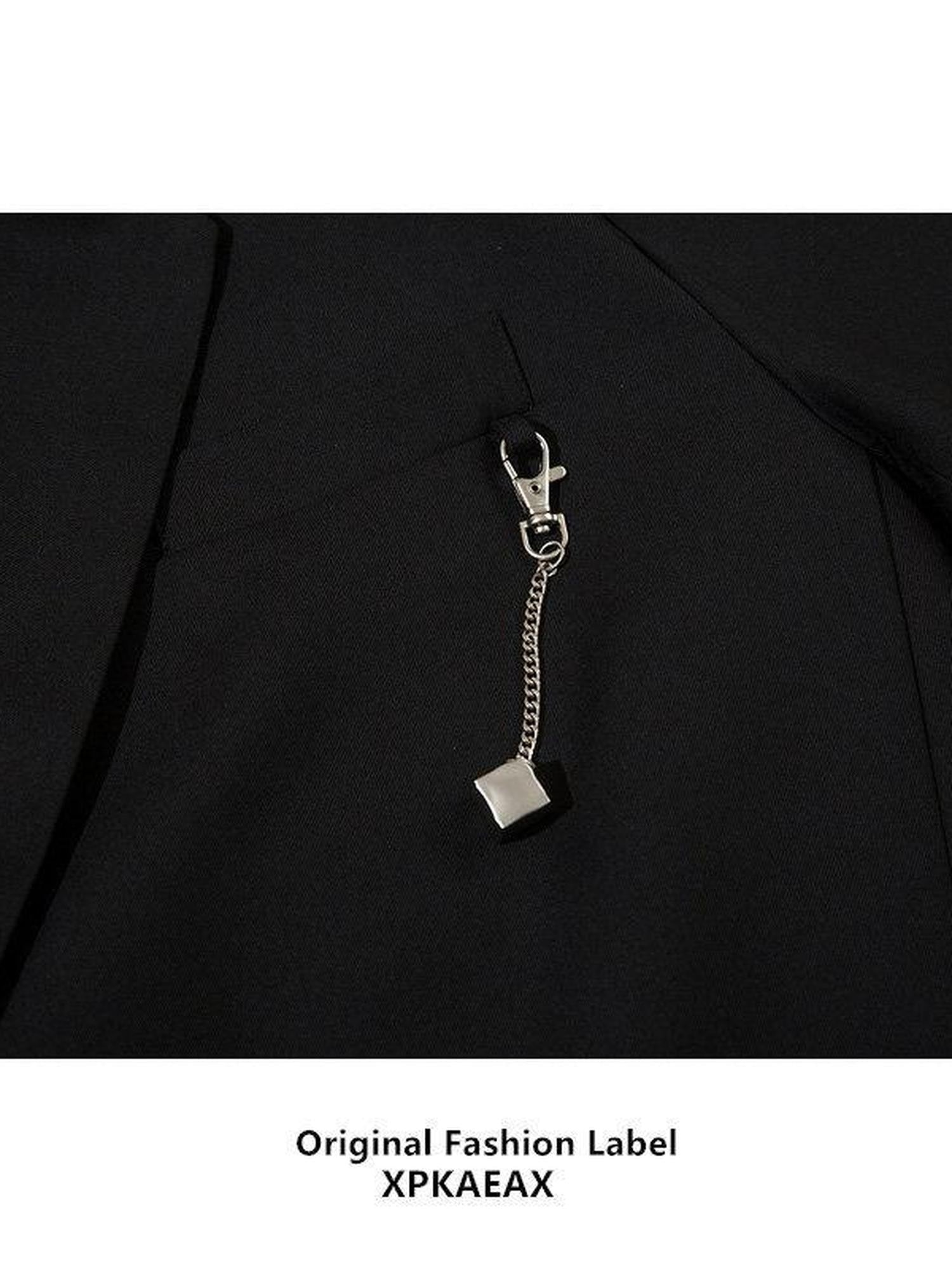 XPKAEAX Solid Wide Notch Lapel Two Button Flap Pockets Loose Fit Women's Casual Jackets