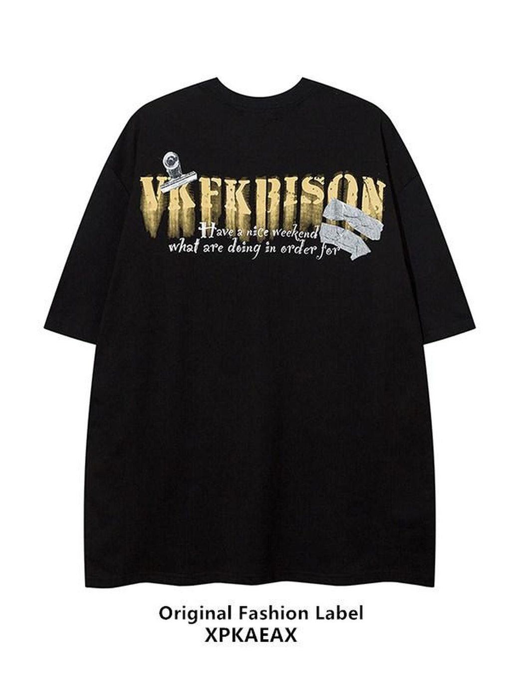 XPKAEAX Street Character Print Drop Shoulder Round Neck Women's Short Sleeve T-shirts