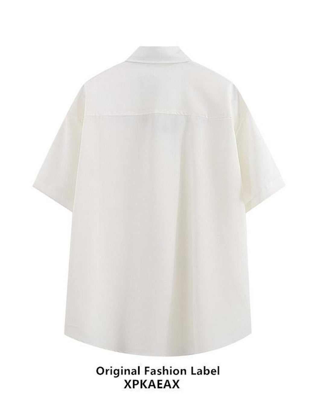 XPKAEAX Tie Detail Point Collar Printed Loose Short Sleeve Non Iron Women's Shirts