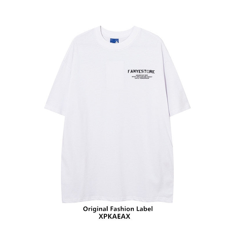 XPKAEAX Vibe Letter Print Oversized Crew Neck Women's Short Sleeve T-shirts 717576045936