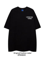 XPKAEAX Vibe Letter Print Oversized Crew Neck Women's Short Sleeve T-shirts