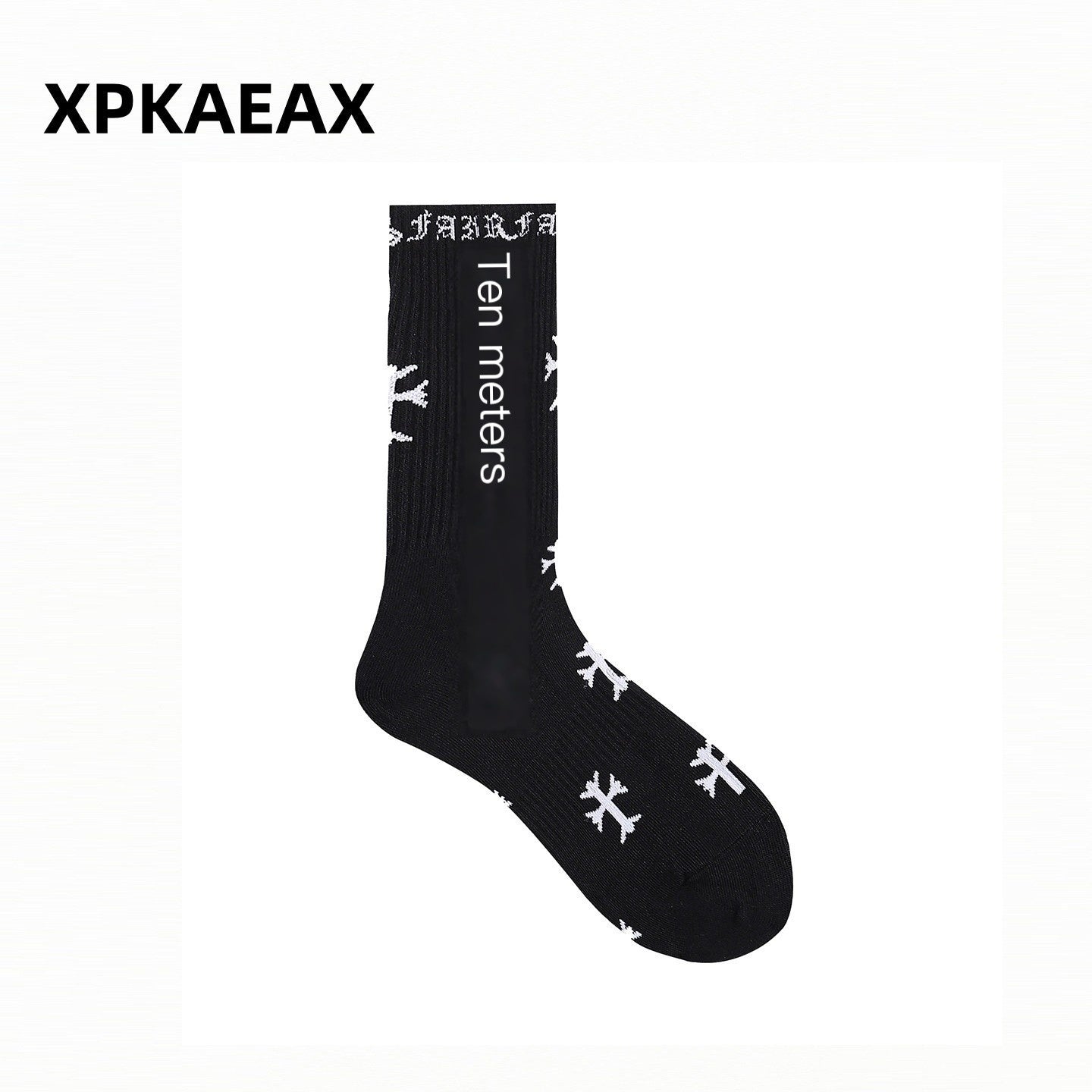 XPKAEAX Vintage Contrast Cross Jacquard Women's Combed Cotton Athletic Socks 1009514100246