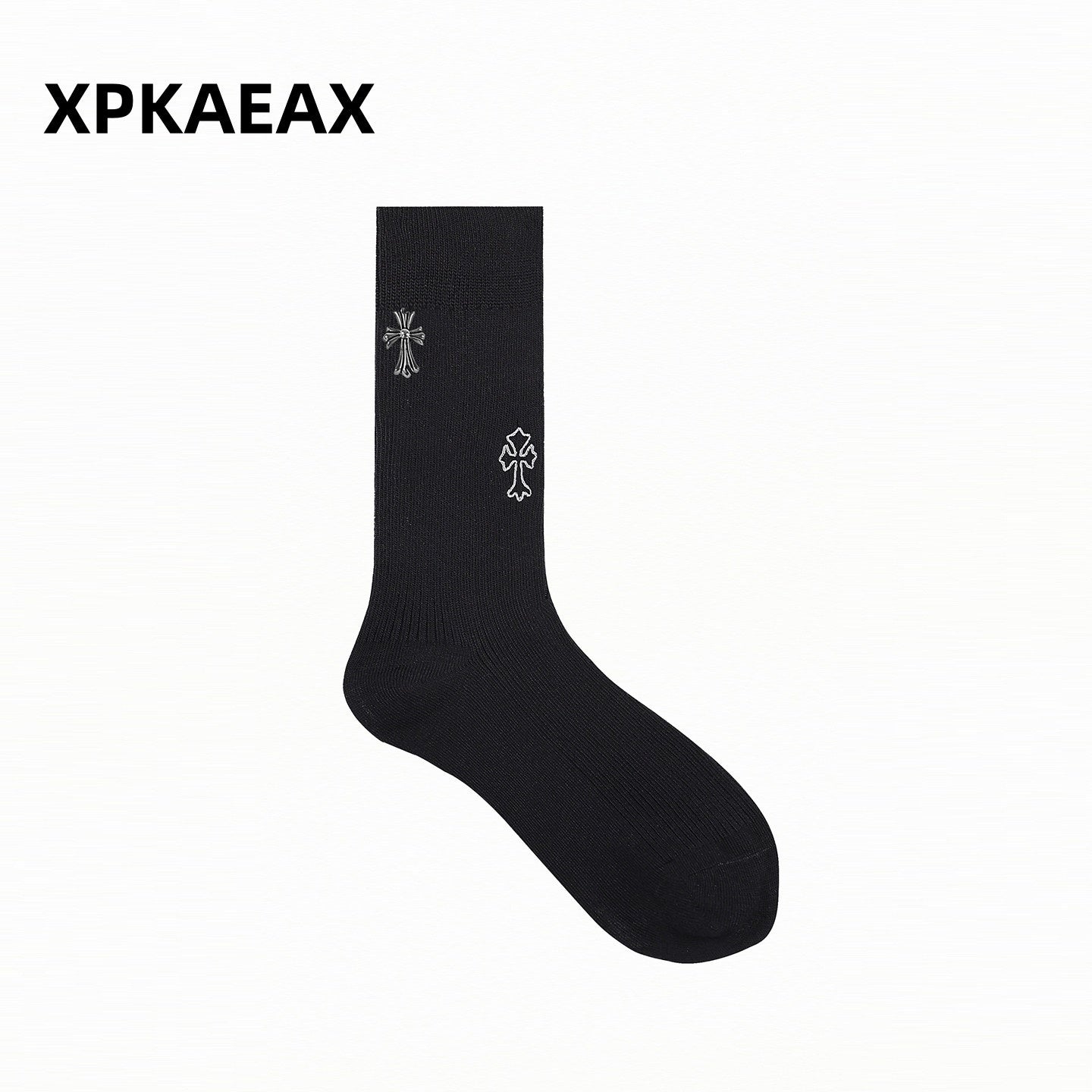 XPKAEAX Vintage Contrast Cross Jacquard Women's Combed Cotton Athletic Socks 1009514100246