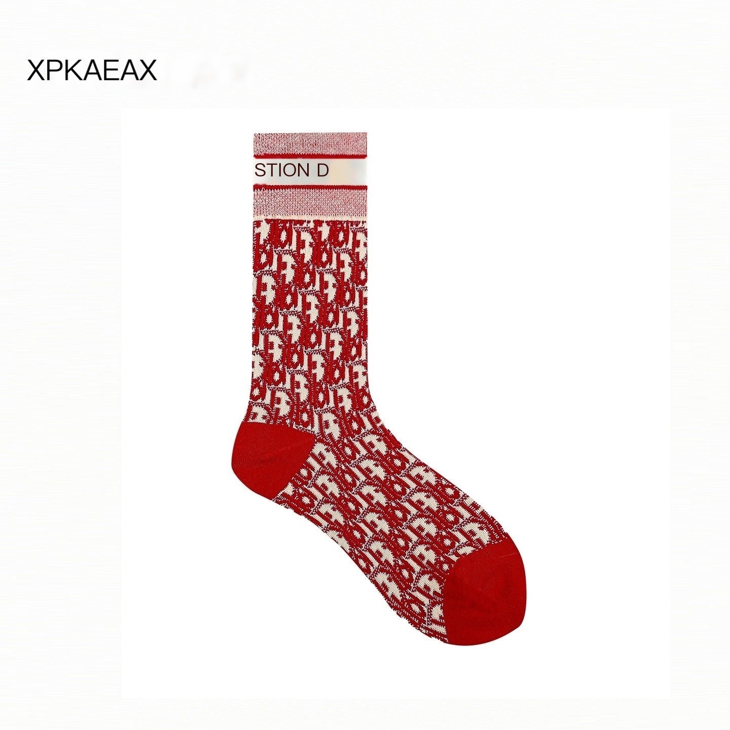 XPKAEAX Vintage Contrast Cross Jacquard Women's Combed Cotton Athletic Socks 1009514100246