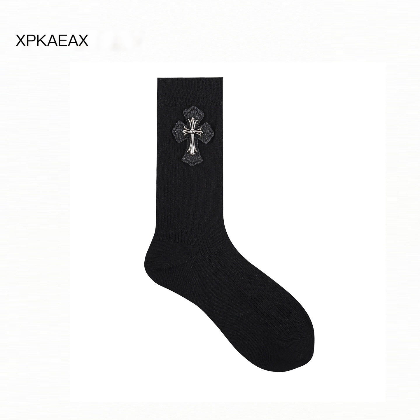 XPKAEAX Vintage Contrast Cross Jacquard Women's Combed Cotton Athletic Socks 1009514100246
