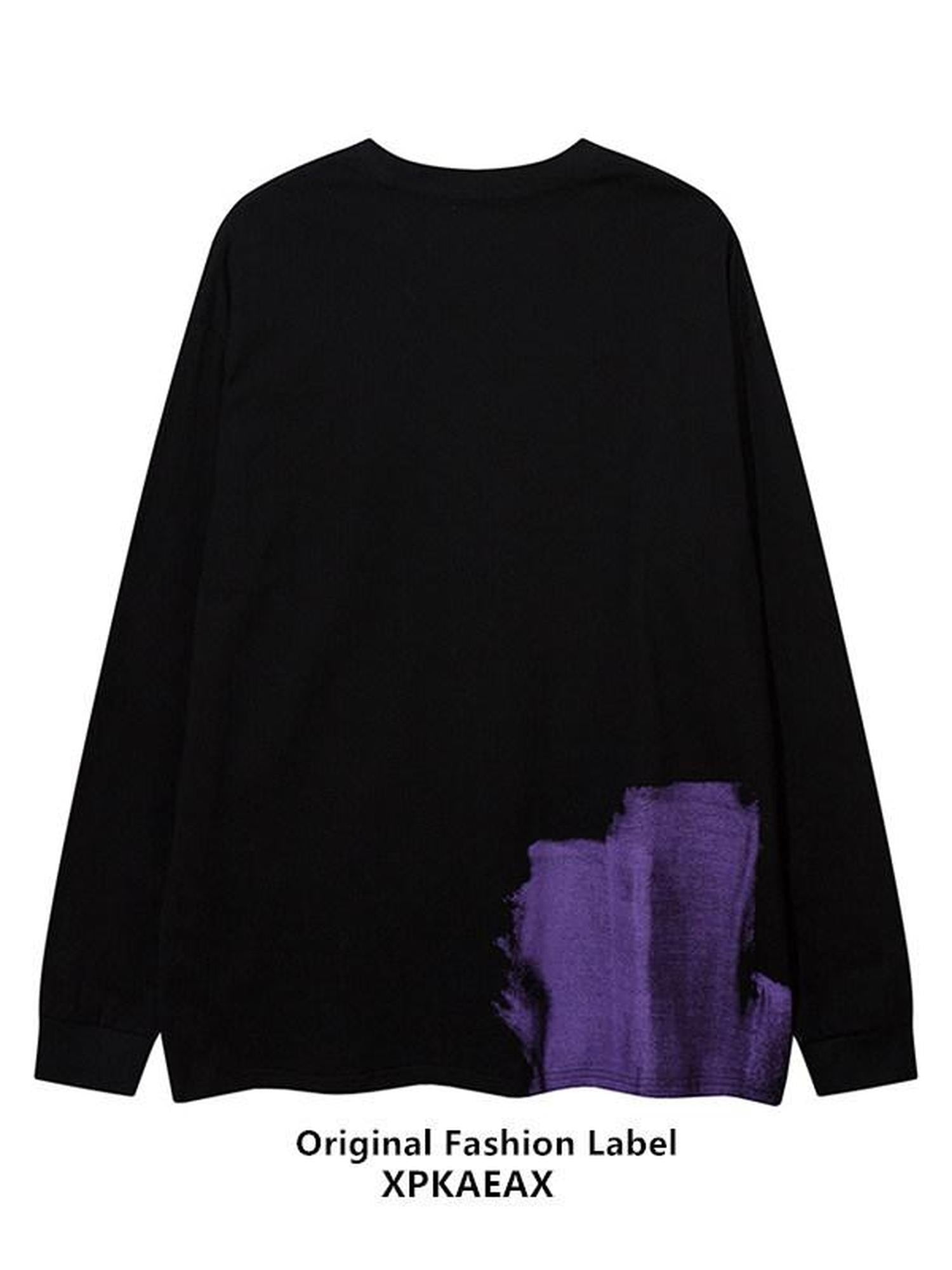 XPKAEAX Vintage Crewneck Pullover Hiphop Women's Long Sleeve T-shirts
