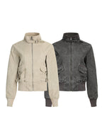XPKAEAX Washed Deconstructed Studded Harrington Short Women's Casual Jackets