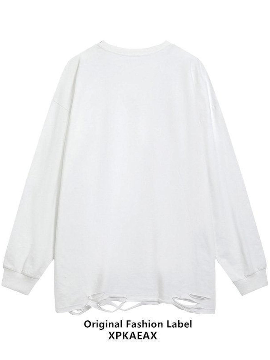 XPKAEAX Washed Distressed Vintage Hiphop Print Oversized Women's Other Fabric Sweatshirts